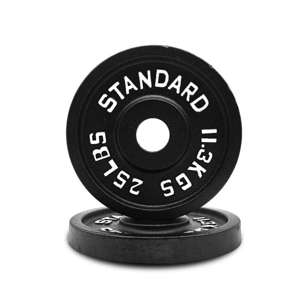 Olympic Barbell Weight Plates 2 Inch Hole - Solid Cast Iron Gym Plates 25LB/35LB/45LB for Strength Training & Weightlifting - Sold in Pairs - Perfect for Home Gym, CrossFit, Powerlifting & Bodybuilding Workouts