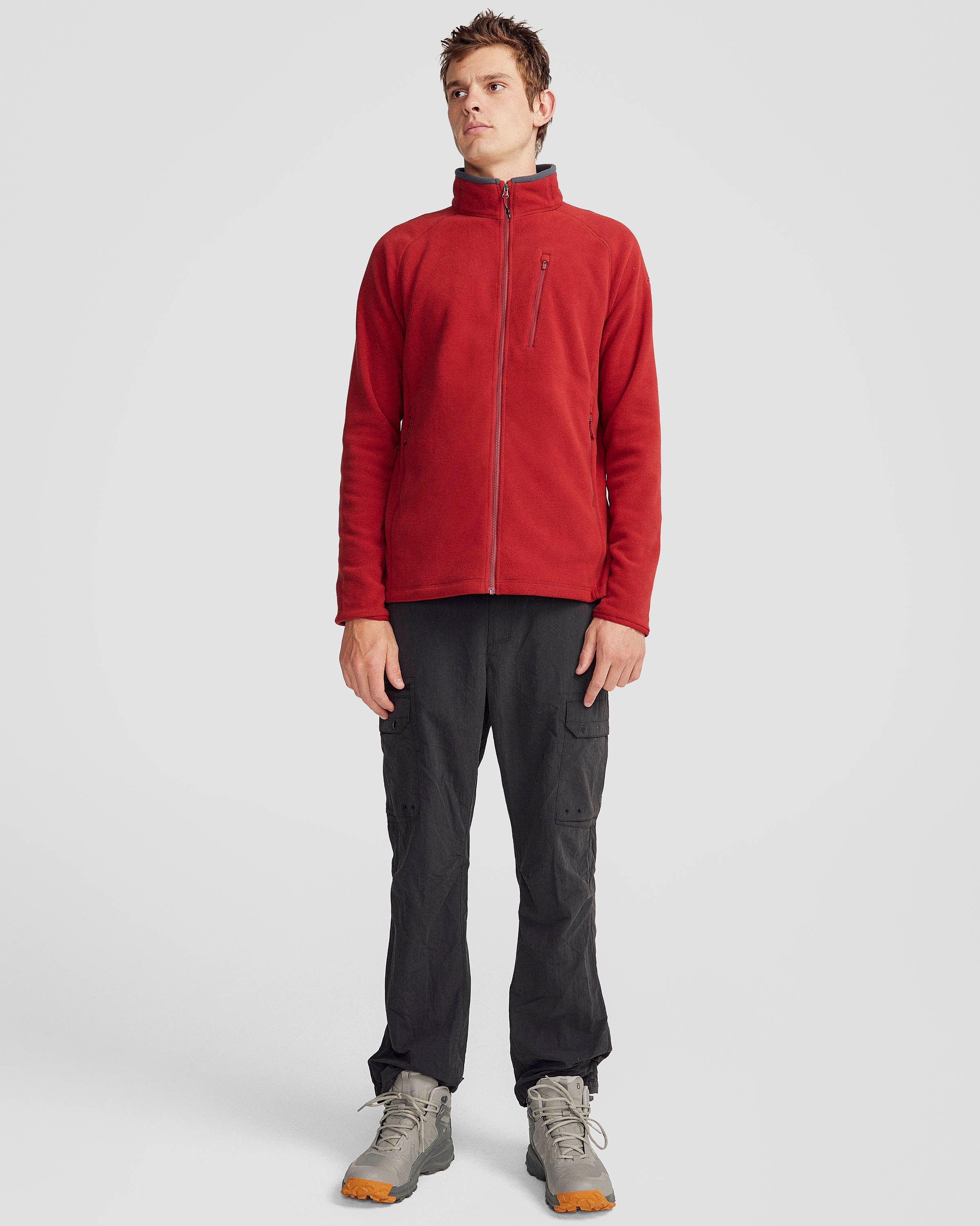 Men's Ridge 100 PrimaLoft Bio Fleece Jacket - Lightweight Warm Winter Coat for Hiking & Outdoor Activities - Pinot Color