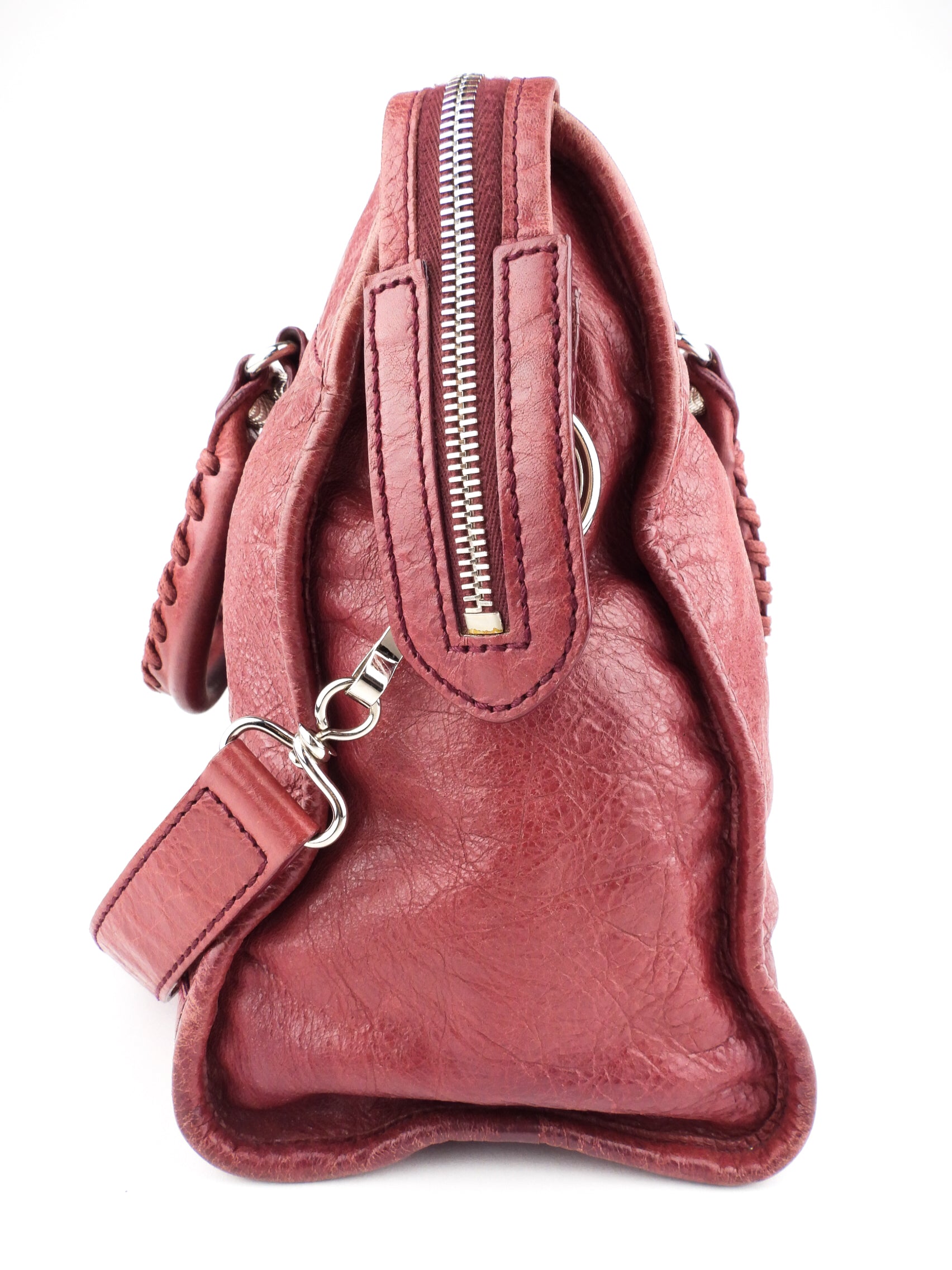 Balenciaga Red Lampskin Leather City Bag - Two-Way Handbag for Women | Luxury Crossbody & Shoulder Bag for Work, Travel & Evening Out