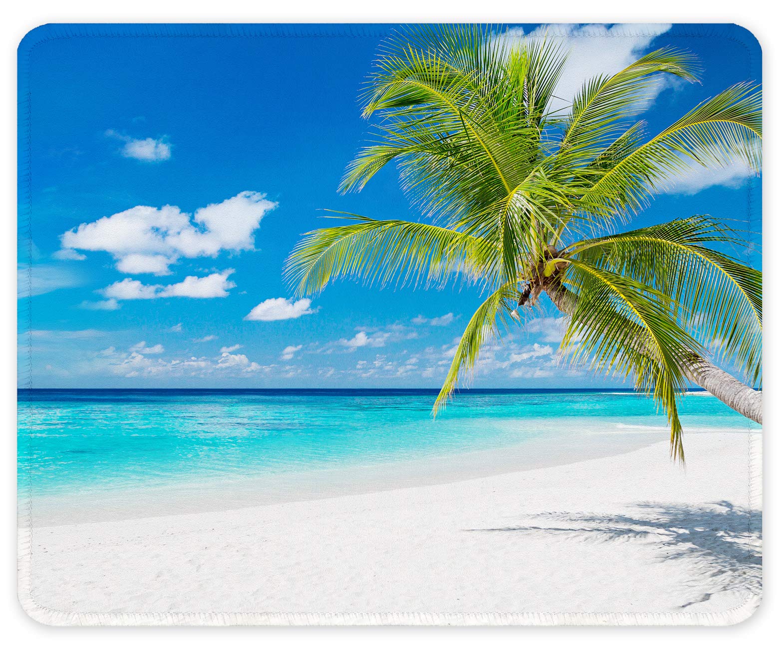 Auhoahsil Square Beach Style Mouse Pad - Non-Slip Rubber Gaming Mousepad with Stitched Edges for PC, Laptop, Office & Home Use - Cute Coconut Tree Design for Men, Women & Kids - Perfect for Work, Gaming & Tropical Decor