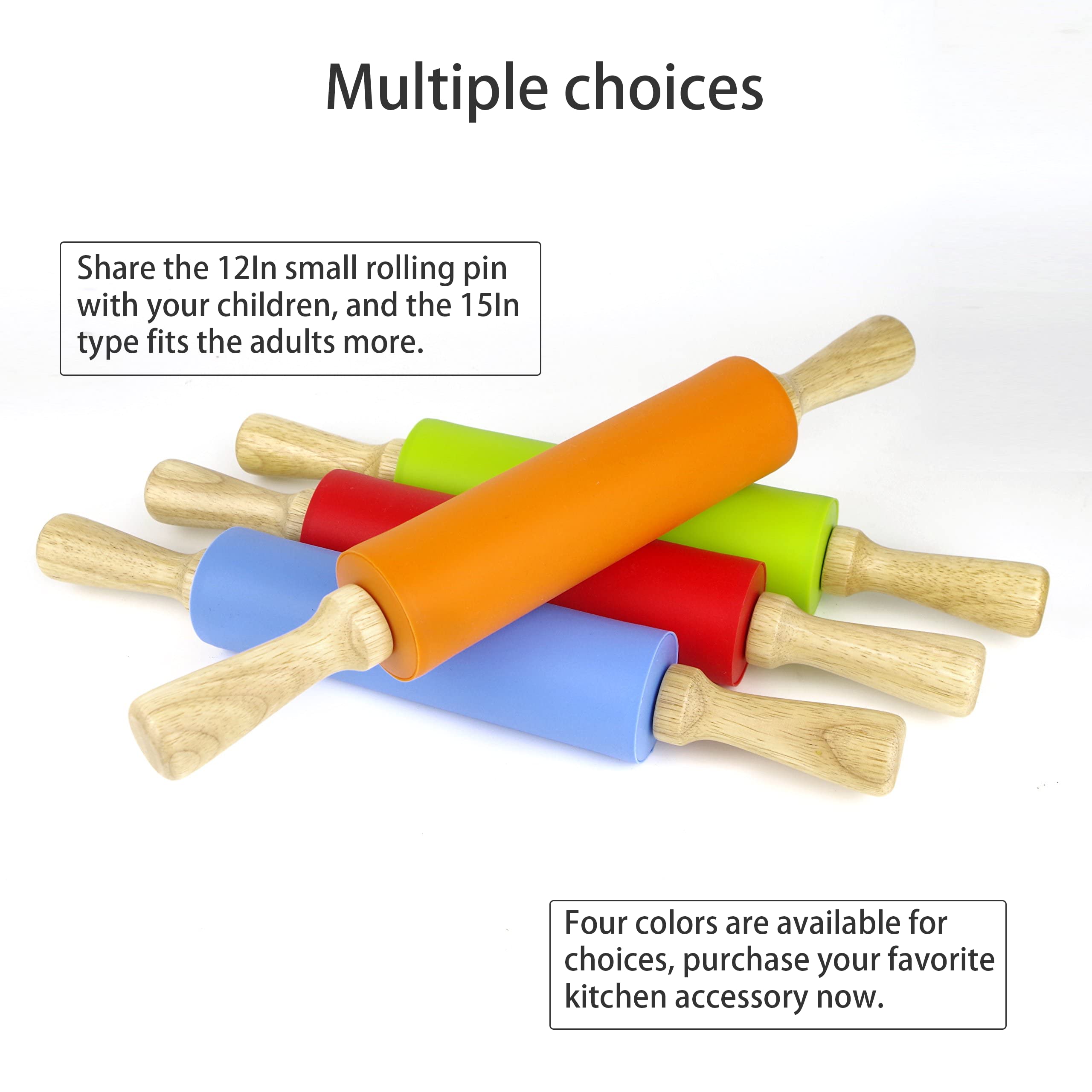 Non-Stick Silicone Rolling Pin with Wooden Handle for Baking, Pastry, Dough - Perfect for Cookies, Pies & Homemade Pasta - Essential Kitchen Baking Accessory
