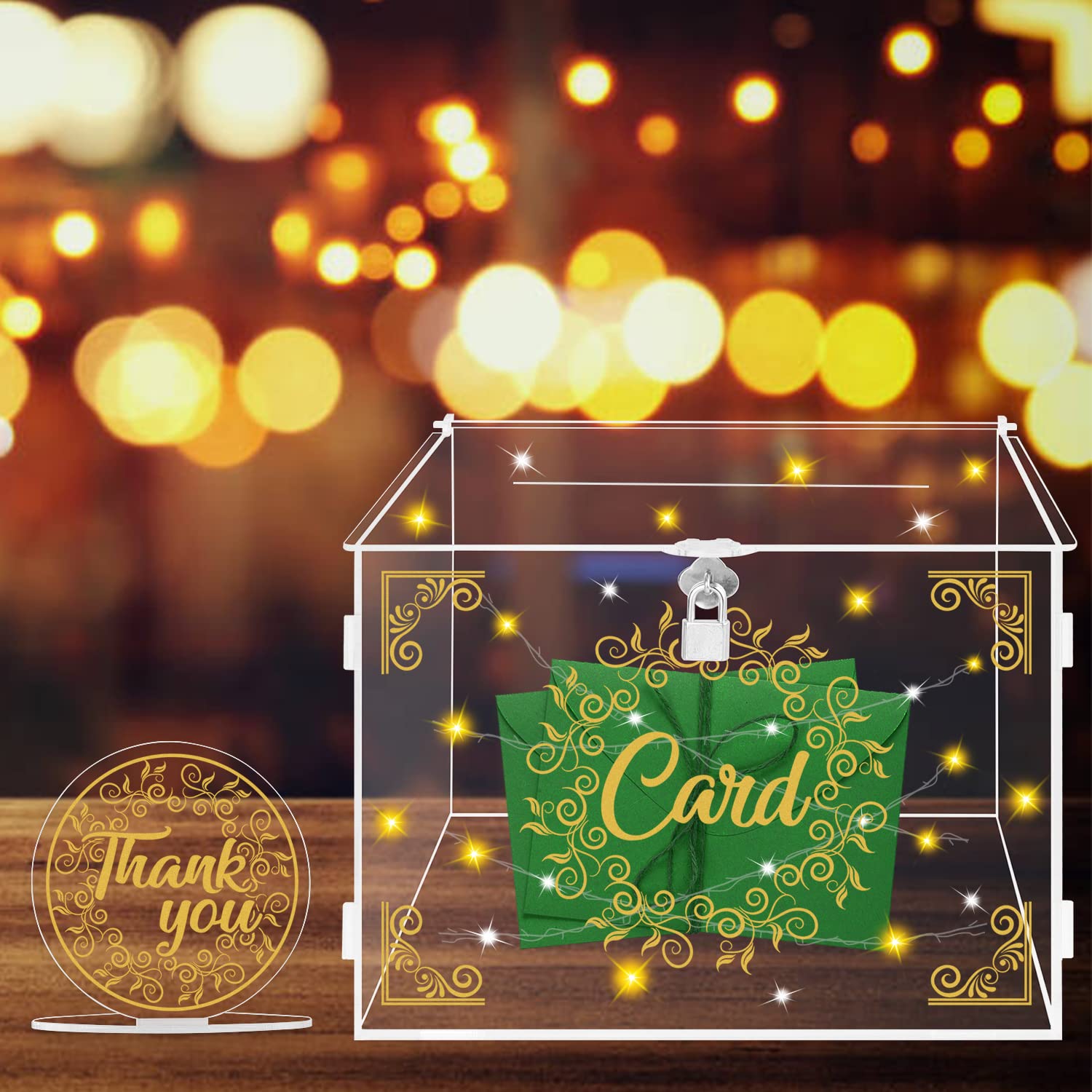 Ywlake Clear Acrylic Wedding Card Box with Lock & Slot - Secure Money Gift Holder for Reception, Anniversary, Birthday, Baby Shower - Perfect for Guest Cards, Cash Gifts & Envelopes at Special Events