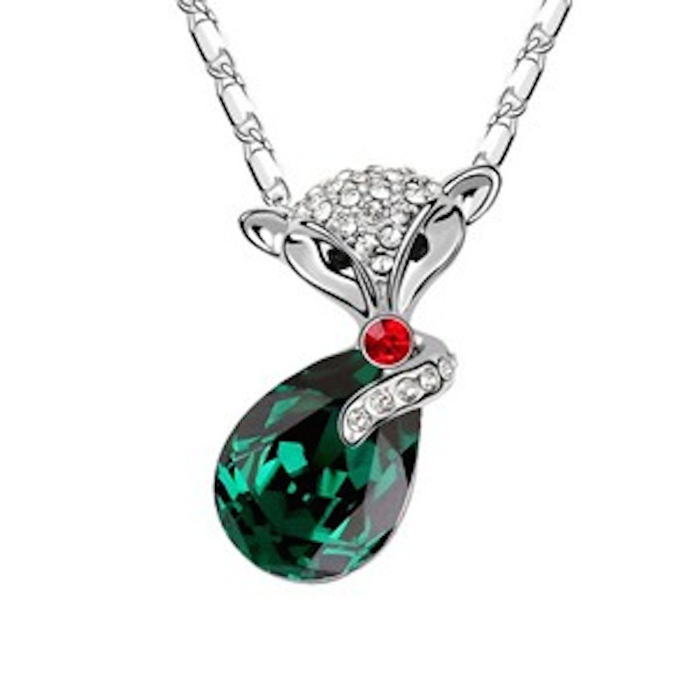 Sparkling Red Nosed Fox Charm Necklace - Elegant Colored & Clear Crystal Pendant Jewelry for Women, Perfect Gift for Christmas, Birthday, Anniversary and Everyday Wear