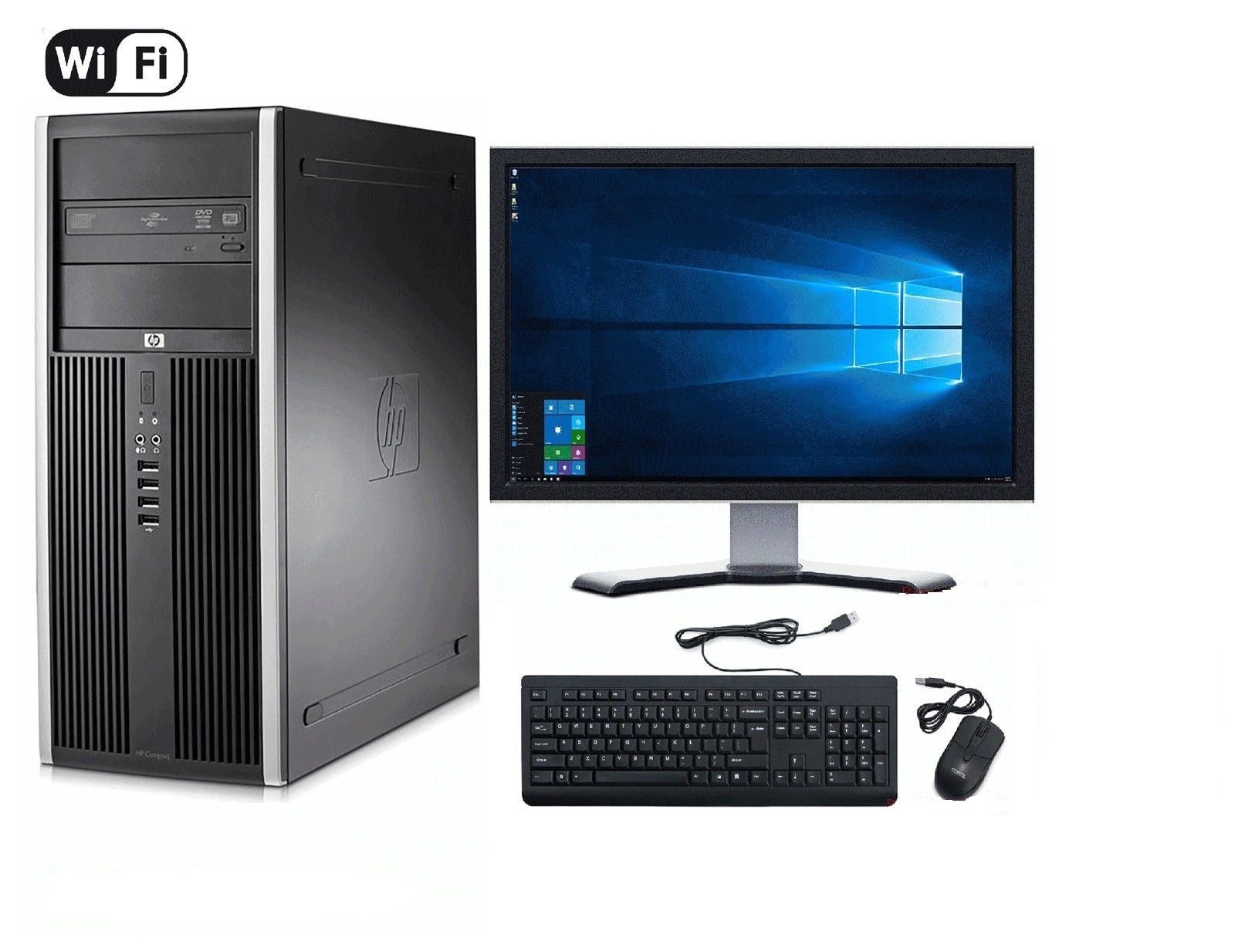 HP Tower Desktop Computer - Core 2 Duo Processor, Windows 7 Pro, 19