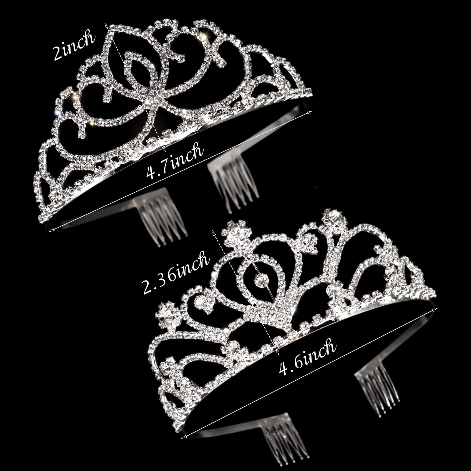 ZOCONE 2-Pack Crystal Rhinestone Bridal Tiara Set - Elegant Wedding Crown & Princess Headpiece for Women, Flower Girls, Bridesmaids - Silver Hair Accessories with Comb | Perfect for Weddings, Birthday Parties, Prom, Pageants & Special Occasions
