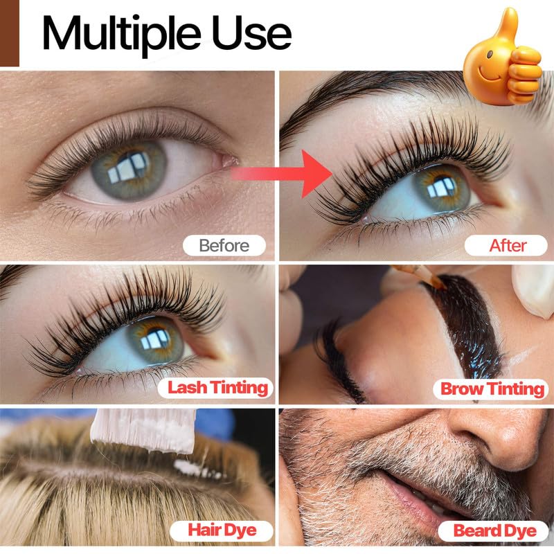 Korean Lash & Brow Tint Kit - Natural Brown Eyelash & Eyebrow Dye for Women | At-Home Salon Quality, Long-Lasting Results for Perfect Eyebrow Shaping & Lash Enhancement