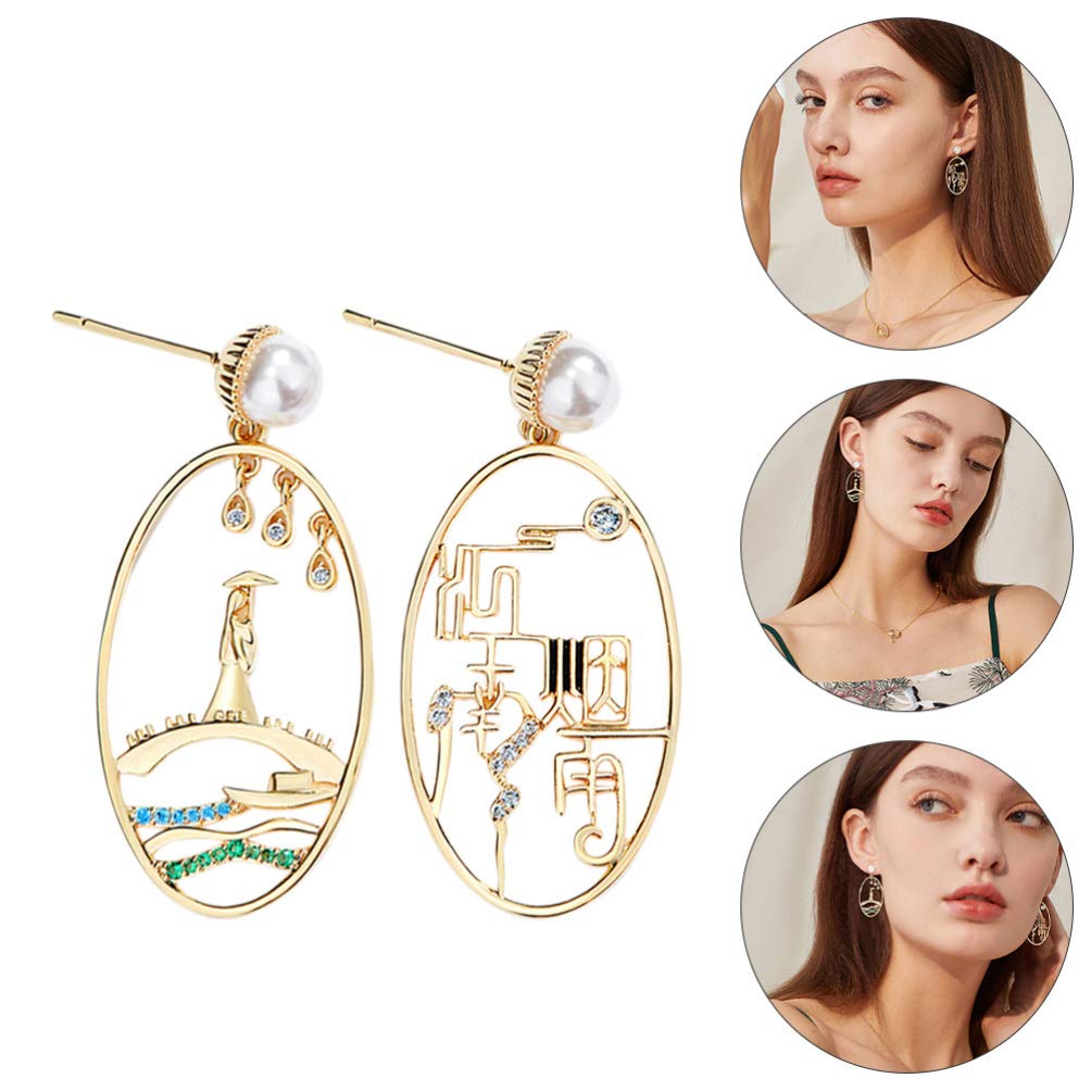 2 Pairs Misty Rain Drop Earrings for Women - Asymmetrical Vintage Chinese Style Dangle Earrings | Perfect for Boho Fashion, Date Night & Special Occasions