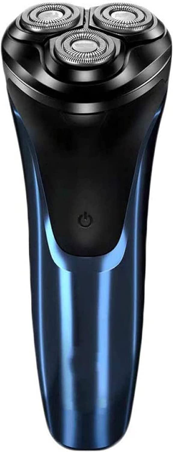 Rechargeable Waterproof IPX7 Electric Shaver for Men - Wet & Dry Rotary Shaving Razor with Pop-Up Trimmer, Blue - Perfect for Travel, Gym & Daily Grooming