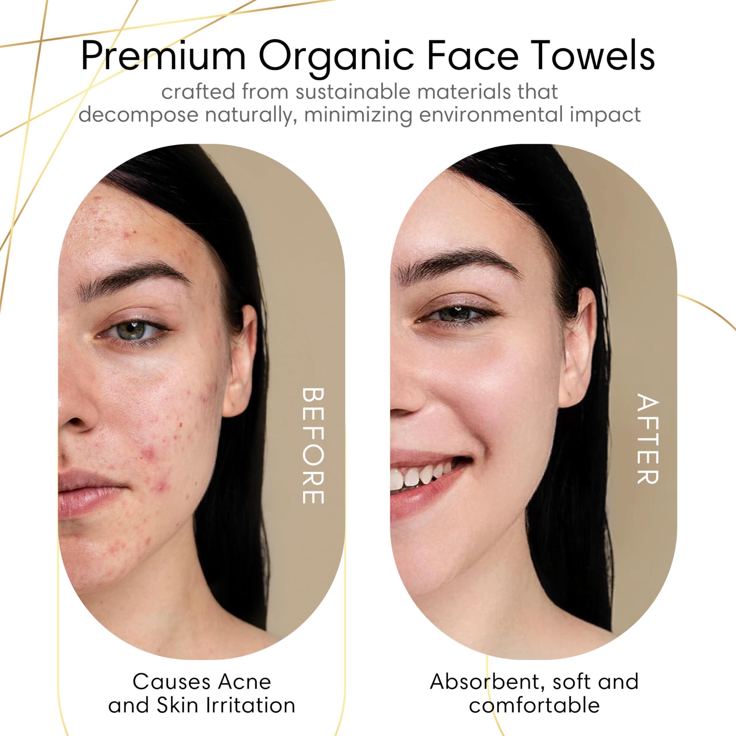 Biodegradable Disposable Face Towels - Extra Large Professional Grade Organic Towels with Luxury Headband | Spa, Travel & Daily Skincare Use