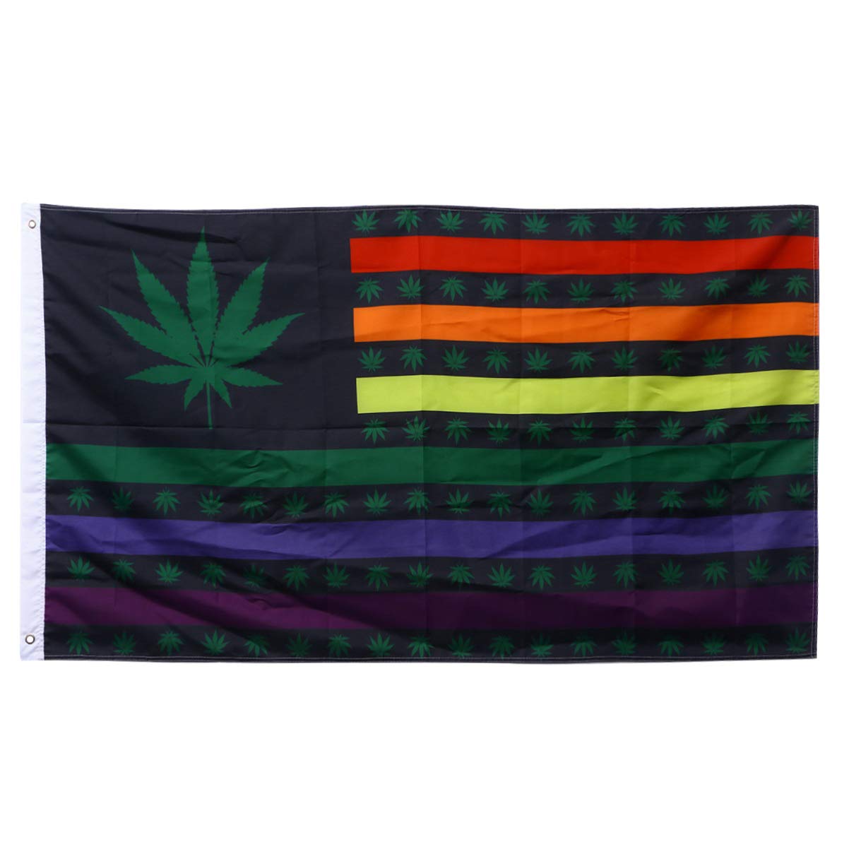 USA Flag Marijuana Leaf Rainbow Pride Flag - 3x5 ft Polyester Cannabis Hippie LGBT Decoration for Parties, Garden, Festival & Yard - Durable 90x150cm Gay Pride Banner for Outdoor & Indoor Events