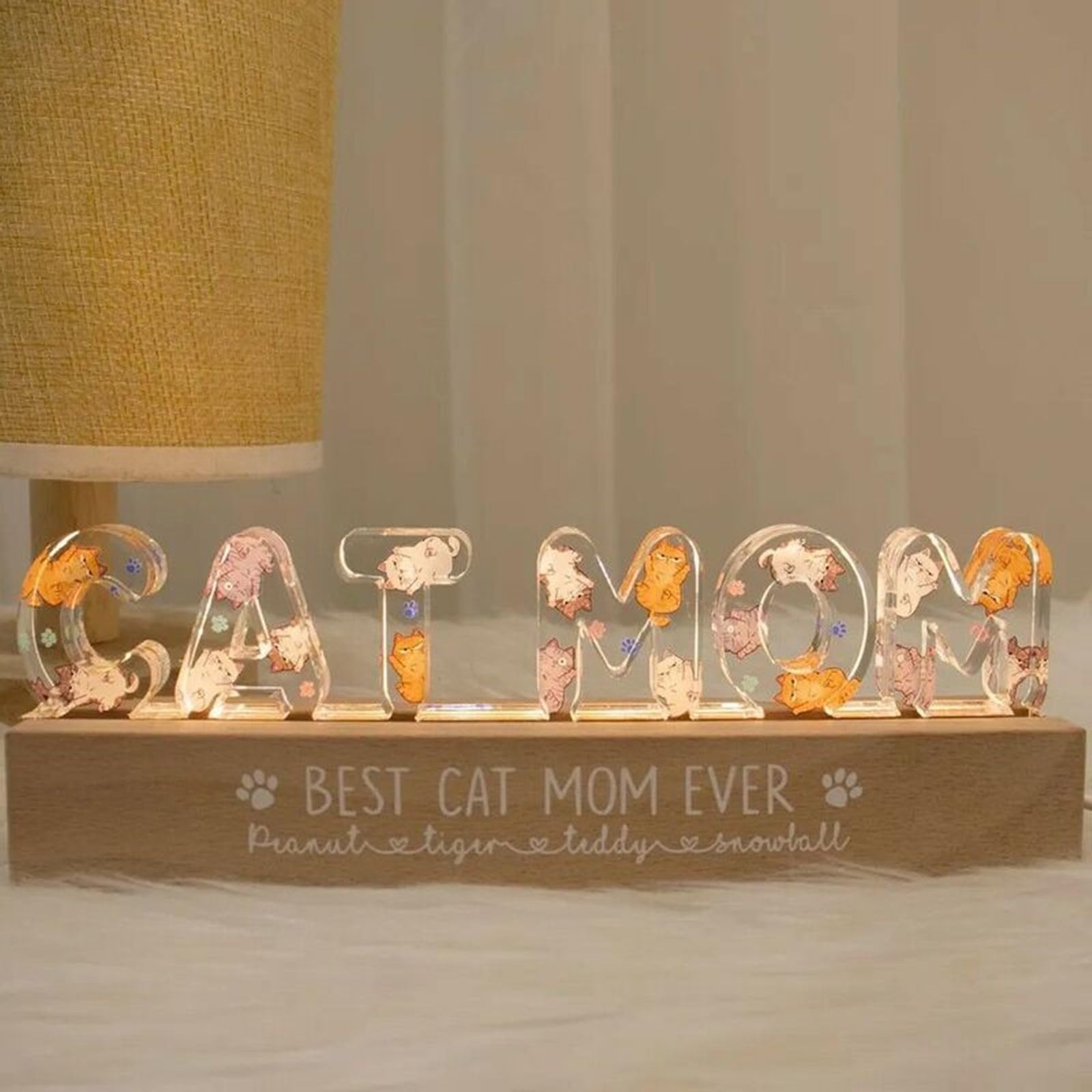 Custom LED Personalized Mom Letter Lamp with Birth Month Flower - Acrylic LED Night Light for Mom & Grandma - Perfect Mother's Day Gift, Birthday Present, Nursery Decor, Bedroom Night Light