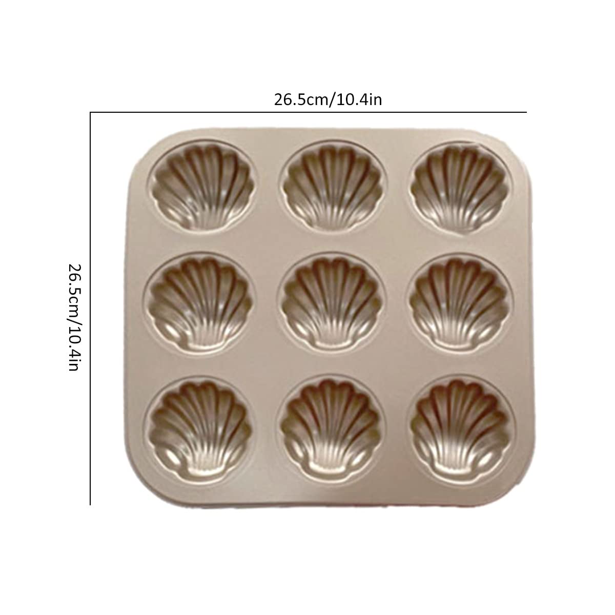 Premium 6/9/12-Cavity Madeleine Mold Pan - Non-Stick Carbon Steel Baking Pan for Perfect Shell-Shaped Cakes, Cookies & Chocolates | Food Grade Safe | Ideal for Home Baking, Party Treats & Gift Making (9-Cup)