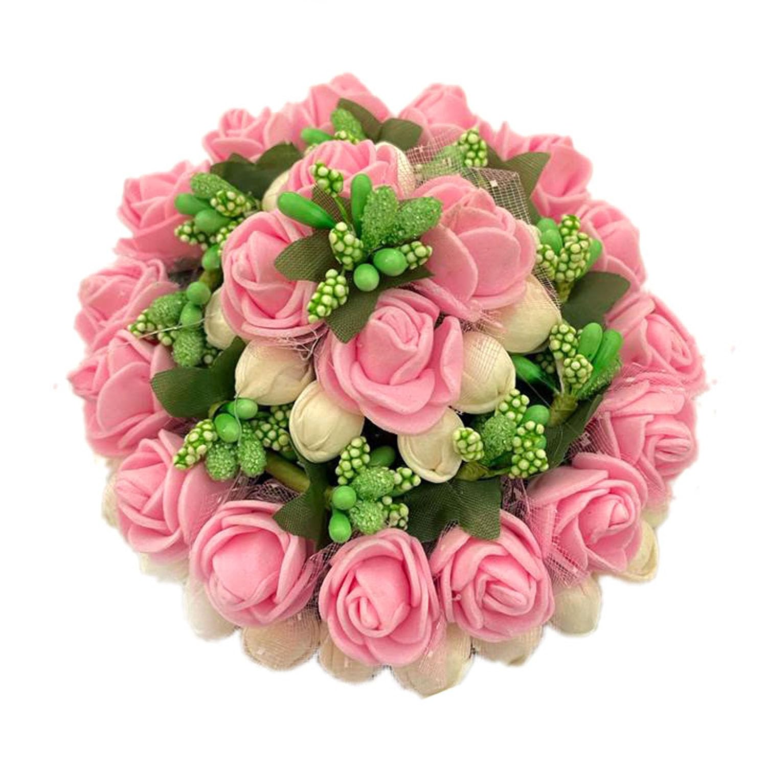 GuruEmbelish Artificial Flower Hair Bun Gajra - Bridal Hair Accessories for Women & Girls (Pack of 1, Pink) | Perfect for Weddings, Parties & Special Occasions