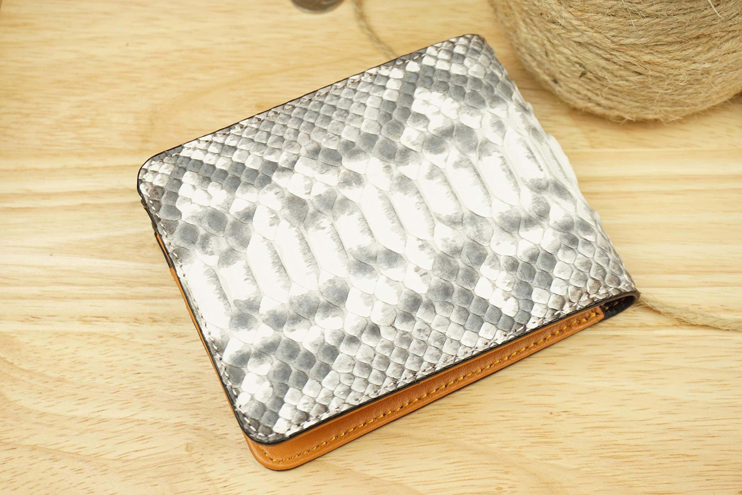 Premium Genuine White Python Leather Wallet for Men - Full Grain Bifold Billfold with RFID Protection - Stylish & Durable Men's Accessory for Business, Travel & Everyday Use