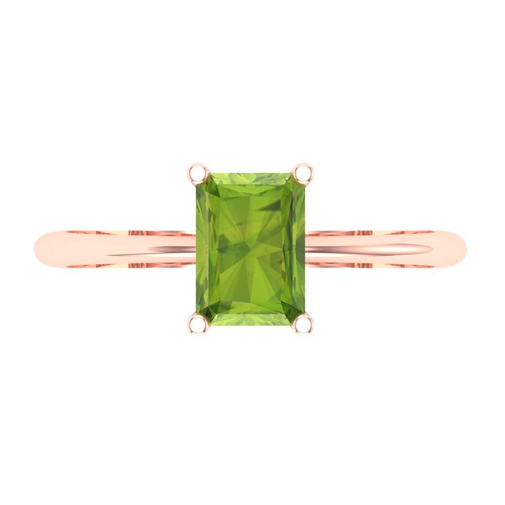 1.0 ct Natural Peridot Radiant Cut Solitaire Ring 18K Rose Gold - Elegant Engagement, Wedding & Anniversary Jewelry for Women | Perfect Gift for Brides, Fiancées & Loved Ones