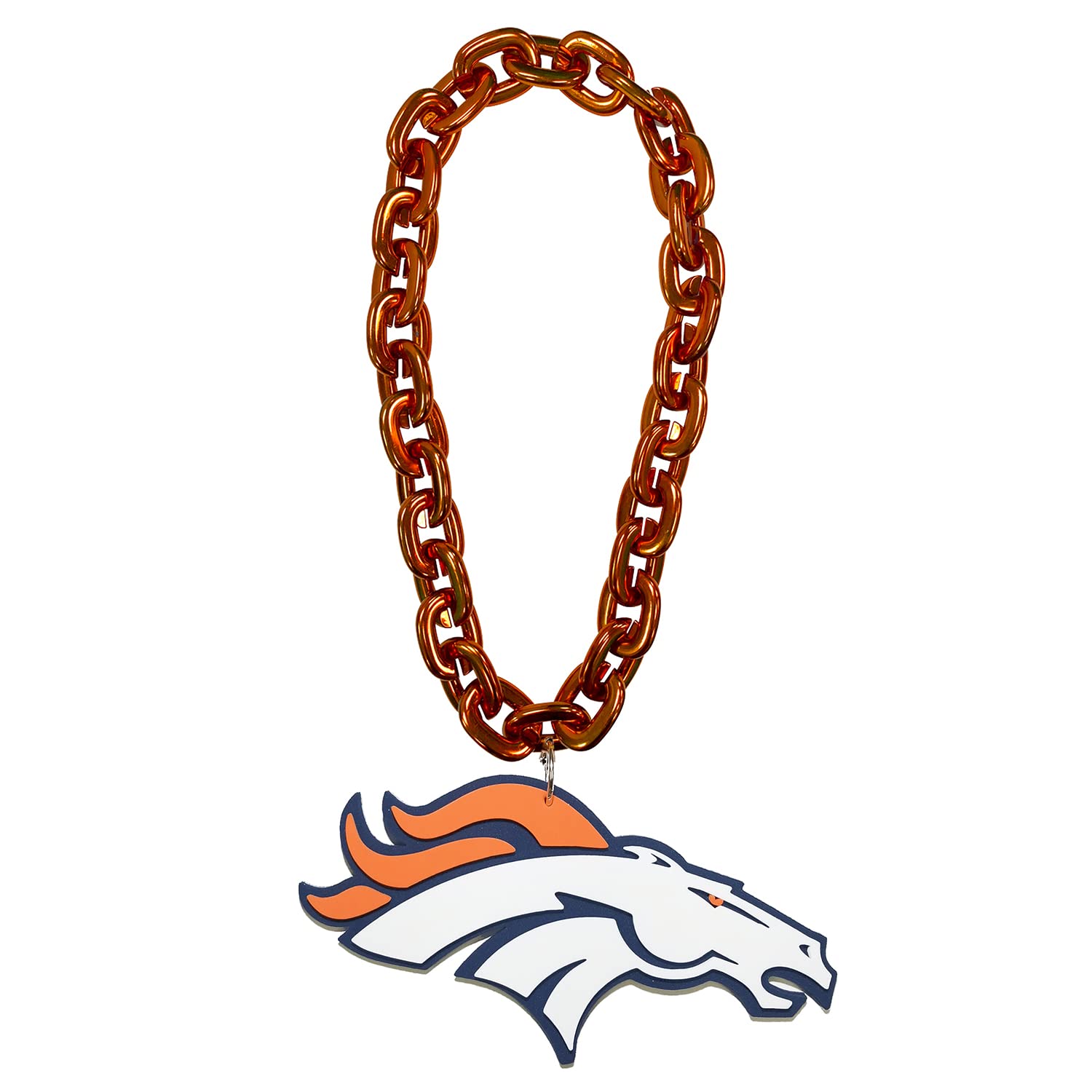Denver Broncos NFL Team Fan Chain Necklace - Orange Color - Perfect for Game Day, Tailgating & Broncos Fan Gifts