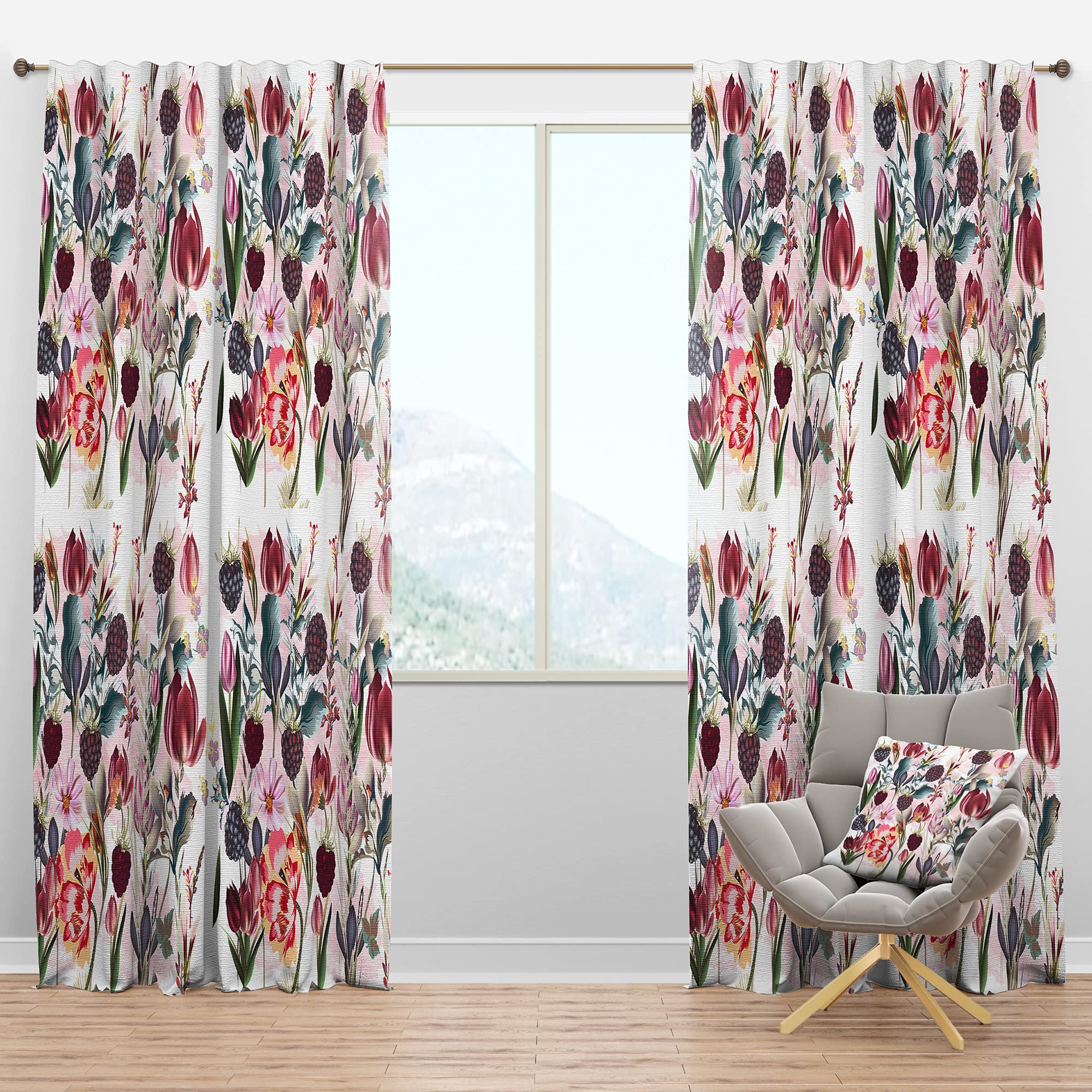 Blackout Curtains Thermal Insulated Floral Pattern Spring Flowers Drapes for Bedroom & Living Room - 52x108 Inches Single Panel - Perfect for Light Blocking, Privacy & Energy Efficiency