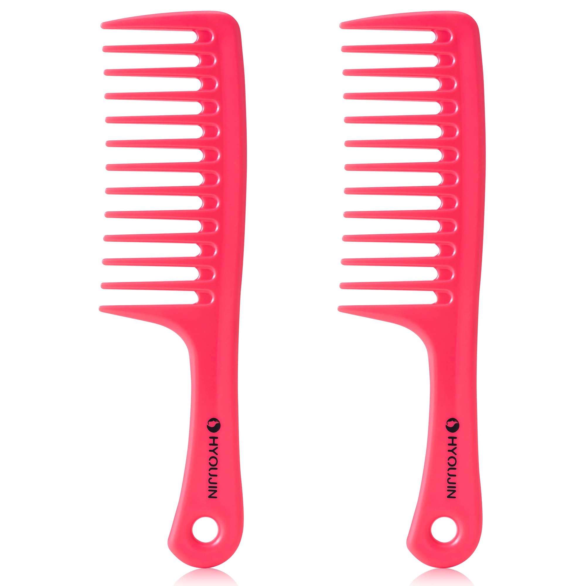 HYOUJIN Wide Tooth Comb for Detangling - Paddle Hair Brush for Wet & Long Hair Care - Ergonomic Handgrip Styling Comb (Rose) - Perfect for Salon, Travel & Home Hair Care Routine