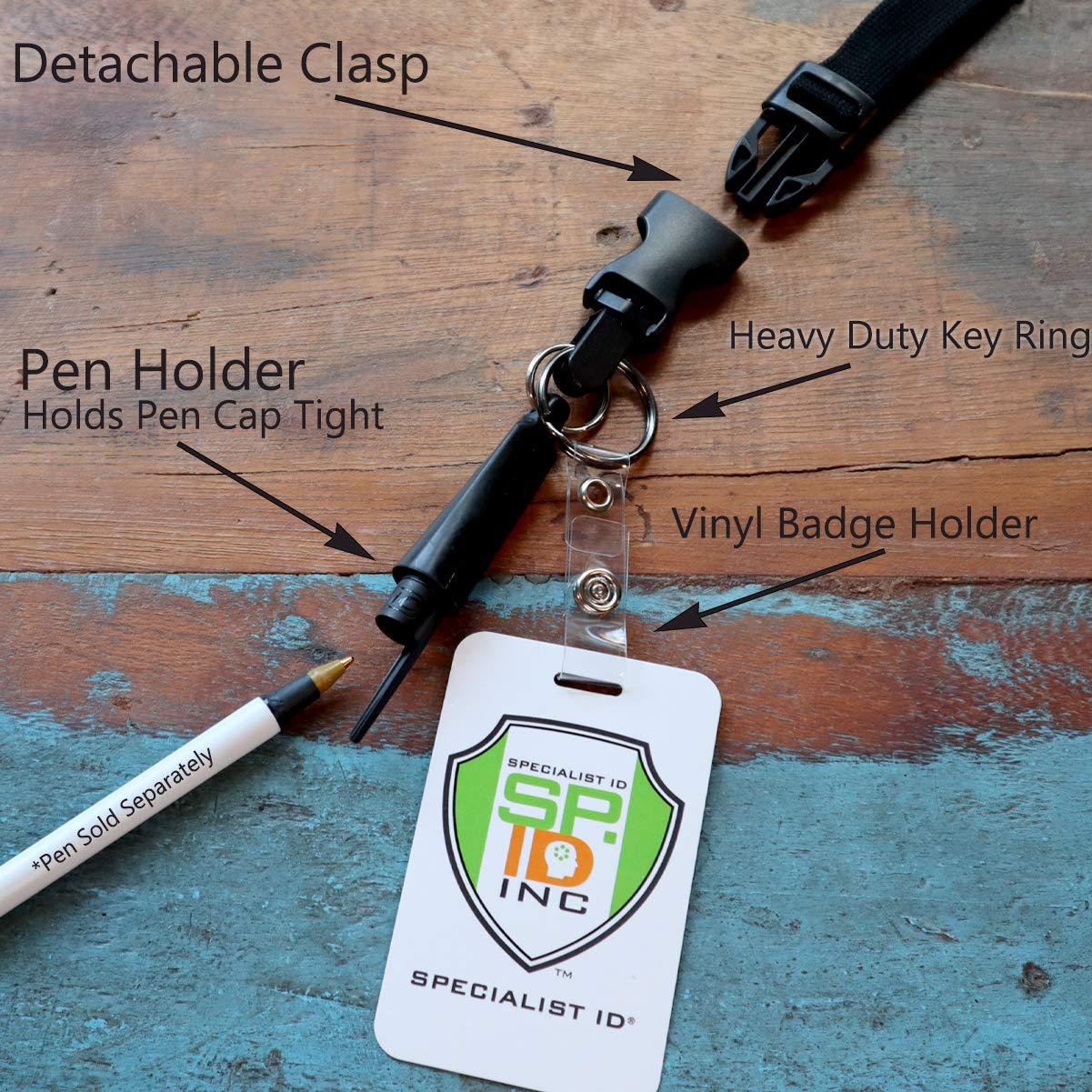 All-in-One Lanyard with Pen & ID Holder - for Teachers, Nurses, Office Use