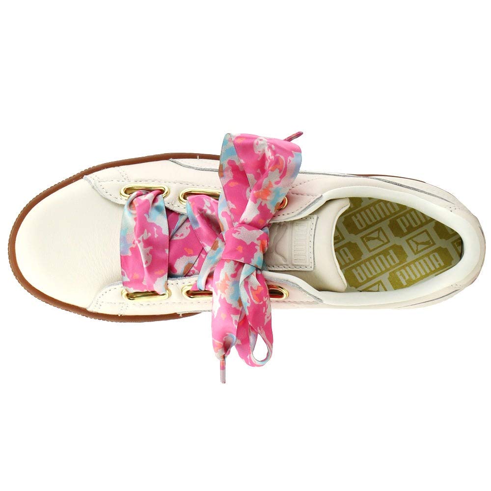 PUMA Women's Basket Heart Wonderland Lace-Up Sneakers - Beige Casual Shoes Size 8.5 B | Comfortable Walking & Everyday Wear for Women