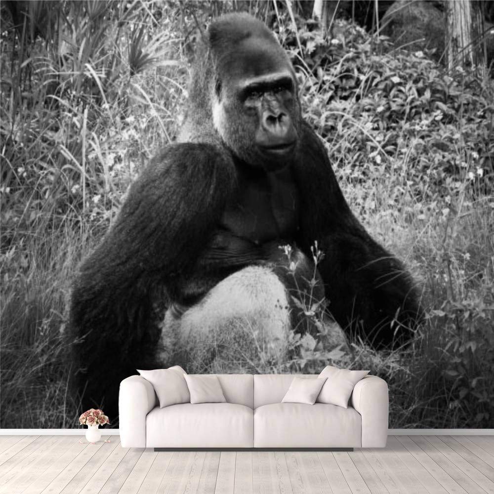 3D Wallpaper - Handsome Gorilla & Orangutan Design, Symbol of Strength & Confidence, Self-Adhesive Peel & Stick Wall Mural for Bedroom, Living Room, Dorm Decor - Perfect for Walls, Ceilings & Wardrobes - Ideal for Jungle Theme Rooms & Wildlife Lovers