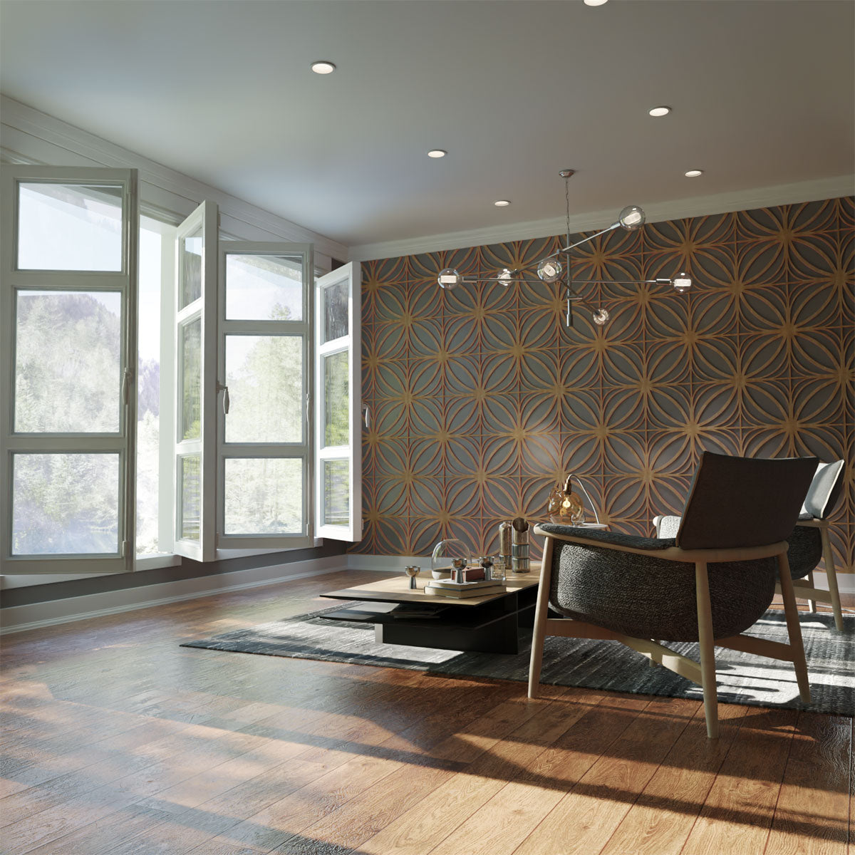 Otis Decorative Fretwork Wall Panels - Laser Cut Wooden Room Dividers & Home Decor - Perfect for Living Room, Bedroom, and Office Partitions