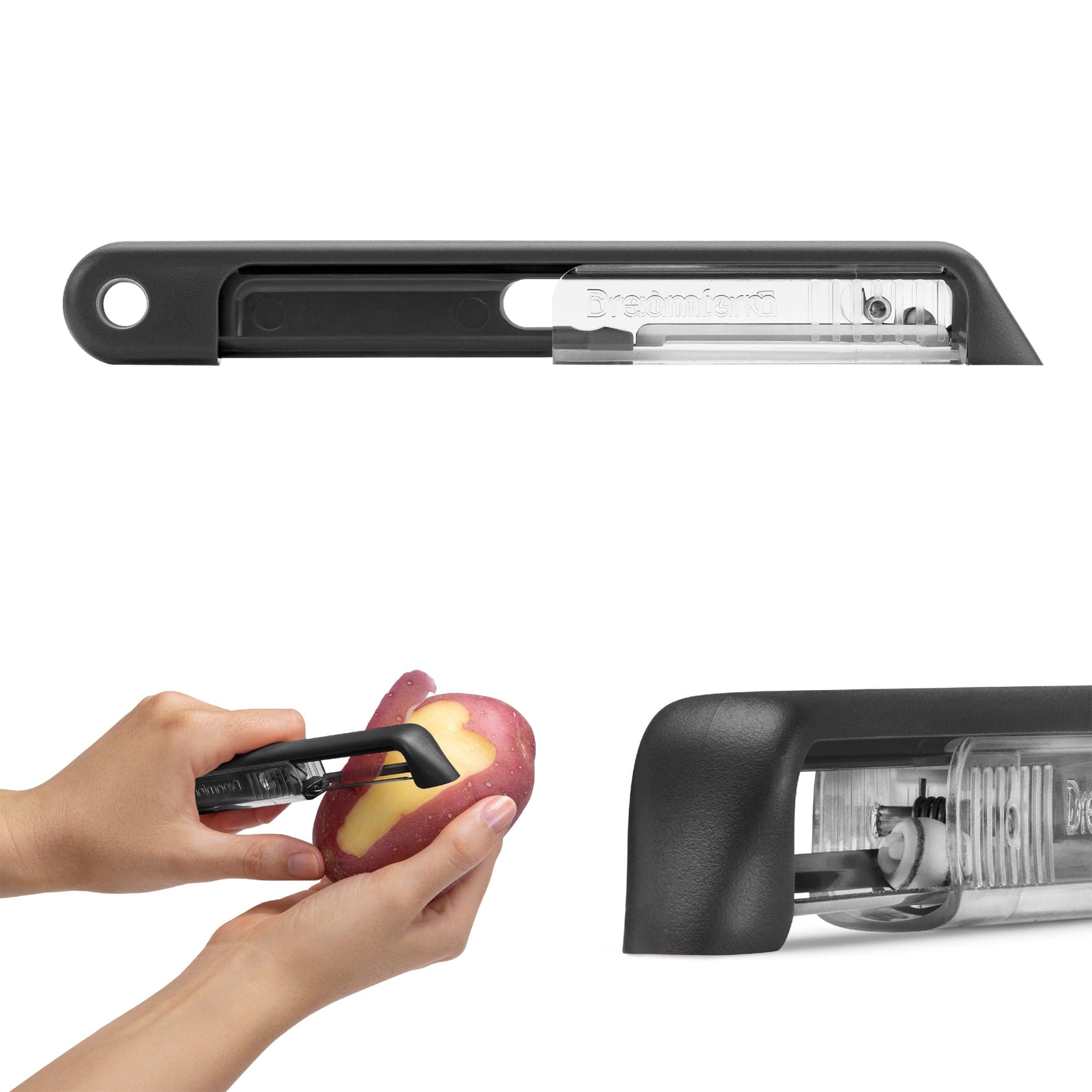 Premium Stainless Steel Vegetable Peeler - Ergonomic Black Kitchen Peeler for Potatoes, Carrots & Fruits - Perfect for Meal Prep, Cooking & Professional Chefs