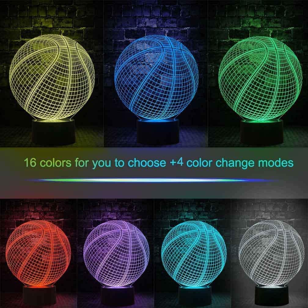 TriPro 3D Illusion LED Basketball Night Light - Cool Desk Lamp for Bedroom, Kids Room & Game Room Decor - Perfect Gift for Basketball Fans & Sleep Aid Light