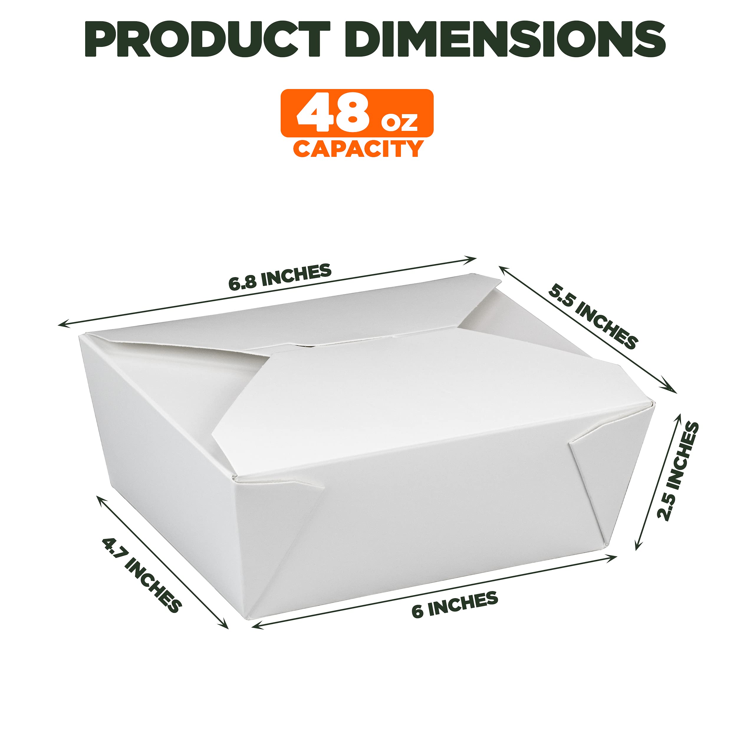 300 Pack 48 oz Disposable Paper Takeout Containers - 6.8