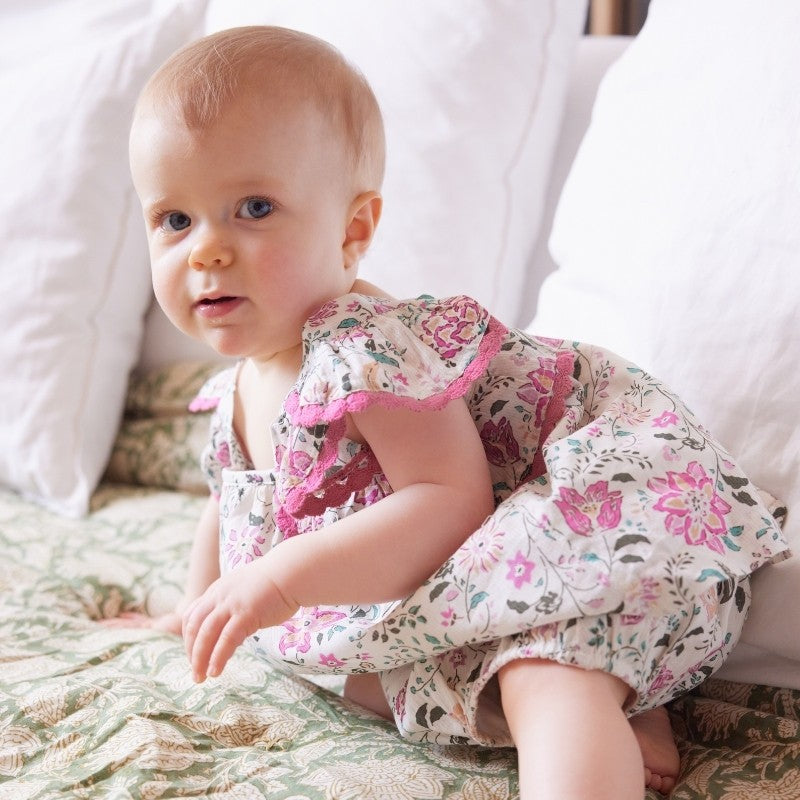 Bonheur du Jour Paris Maudinette Baby Bloomer Floral Rose - Soft Cotton Bloomers for Newborns & Infants - Perfect for Photoshoots, Baby Showers & Everyday Wear