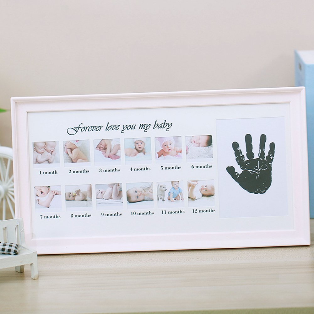 Baby Handprint and Footprint Photo Frame - Wall or Desk Display - Perfect Baby Shower Gift for Newborns & Parents - Nursery Decor, Christening Keepsake, First Birthday Present