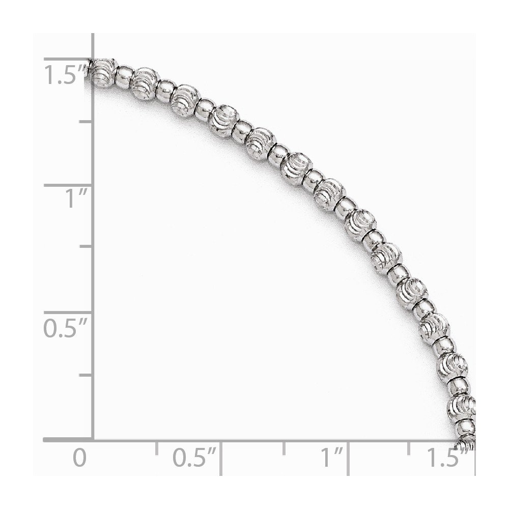 925 Sterling Silver Diamond-Cut Beaded 1 Inch Extension Anklet 9