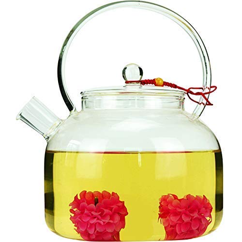 JHSHENGSHI 2000ml Heat-Resistant Glass Teapot with Tea Filter - Transparent Large Capacity Kettle for Boiling Water, Brewing Tea & Herbal Infusions - Perfect for Home, Office & Outdoor Use
