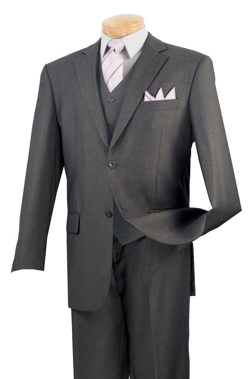 Classic Fit 3-Piece Vested Suit in Heather Gray | Formal Business Attire for Weddings, Interviews & Office Wear