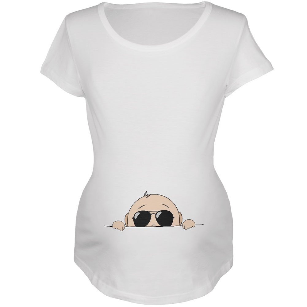 Baby Aviator Sunglasses White - Soft Maternity T-Shirt Small - Summer Newborn Outfit for Photoshoot, Beach Vacation & Family Outings