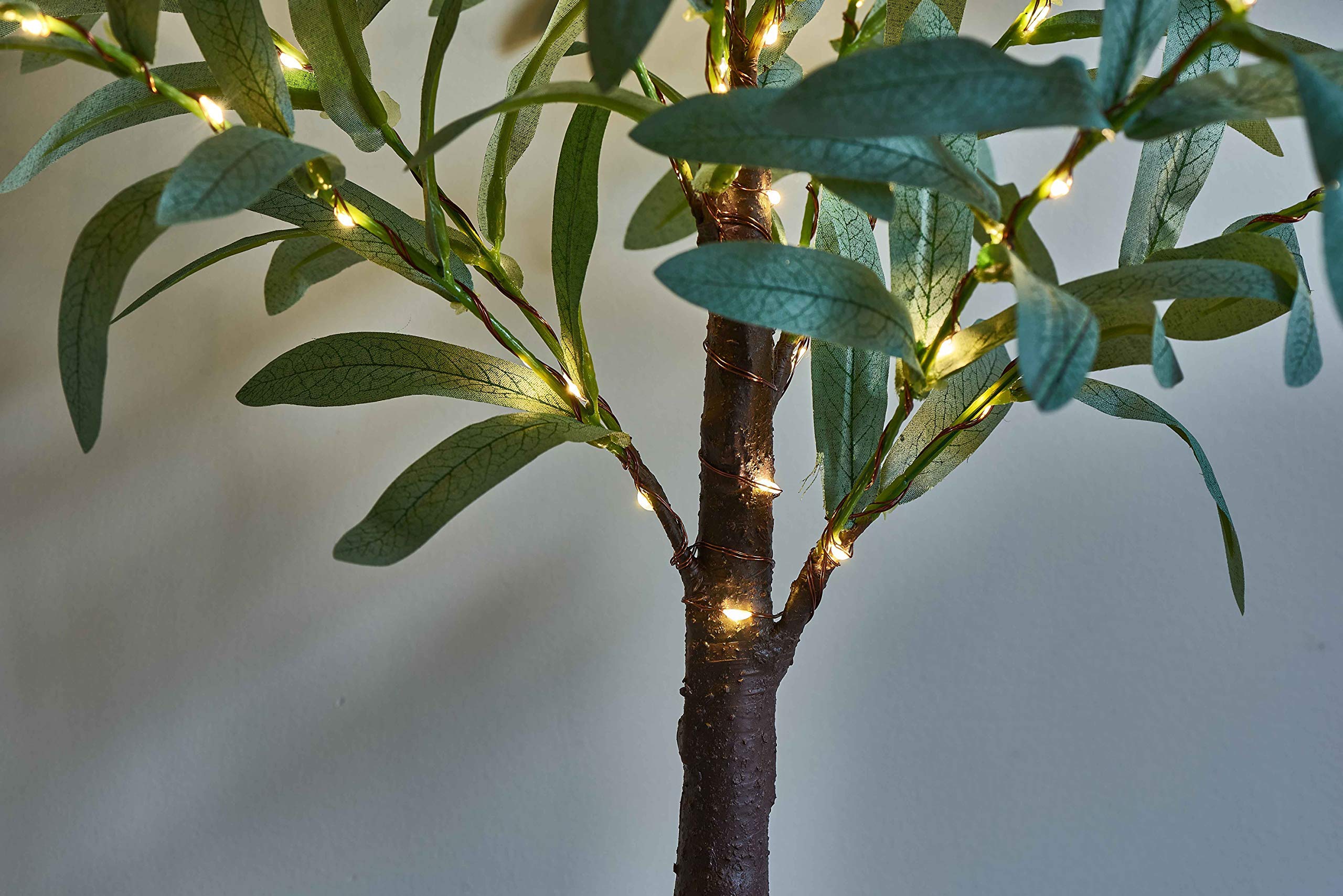 LITBLOOM 18IN LED Lighted Olive Tree with 50 Fairy Lights - Battery Operated & USB Powered Decorative Bonsai with Timer for Wedding, Christmas, Spring Home Decor - Perfect for Living Room, Bedroom, Office & Party Decorations