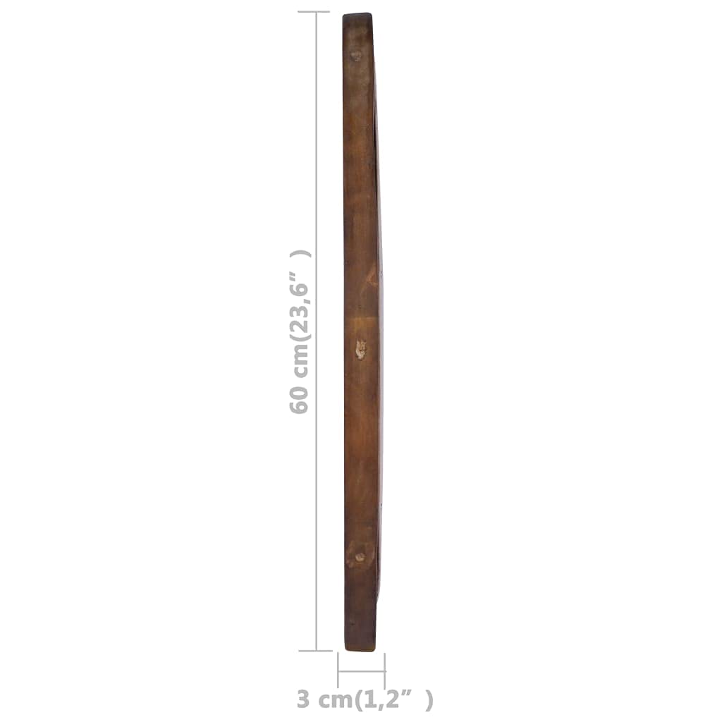 Rustic Teak Wood Round Wall Mirror 23.6