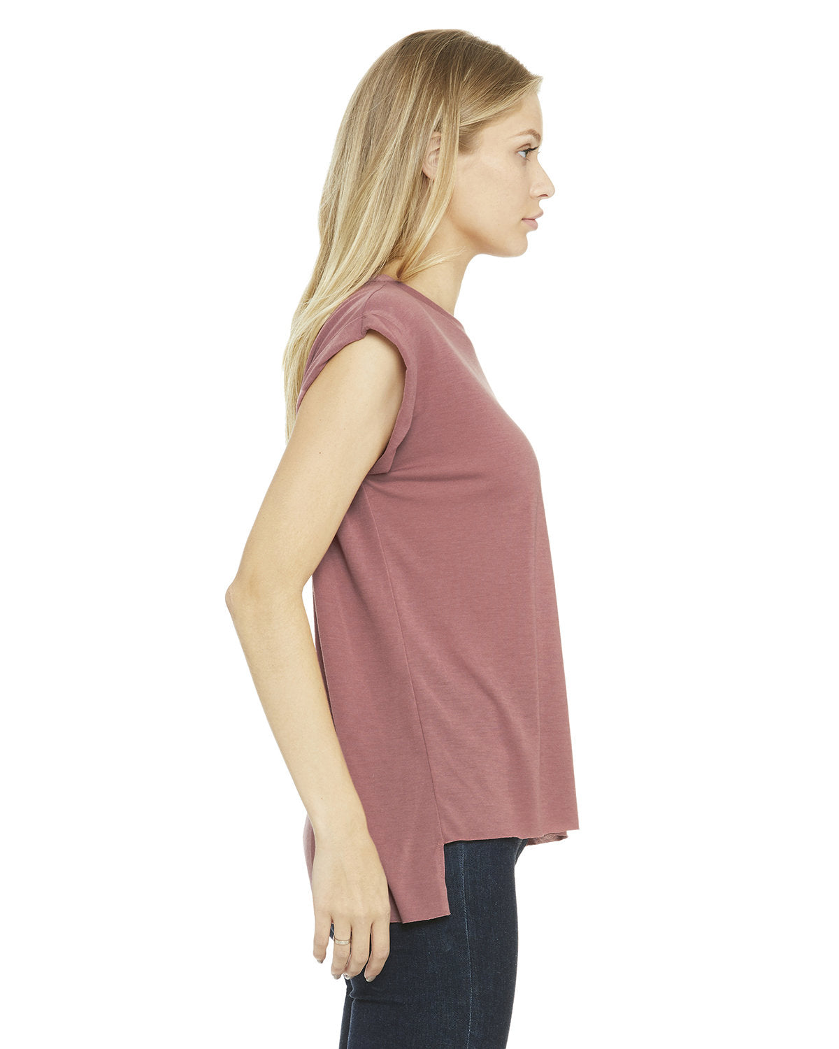 Bella + Canvas 8804 Women's Flowy Muscle Tee with Rolled Cuff Sleeves - Soft Casual T-Shirt for Yoga, Gym & Everyday Wear