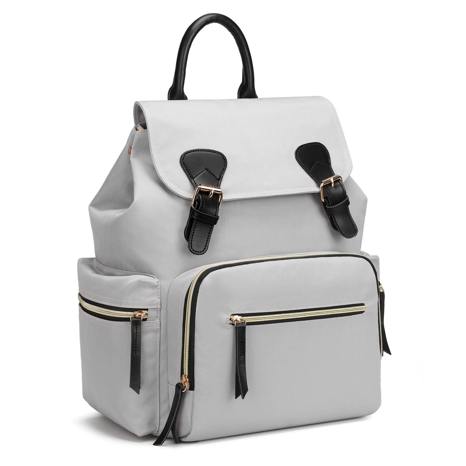 QIMIAOBABY Waterproof Diaper Backpack - Large Nylon Baby Bag with Insulated Pocket for Diapers, Wipes & Essentials (Gray) - Perfect for Travel, Daycare & On-the-Go Parents