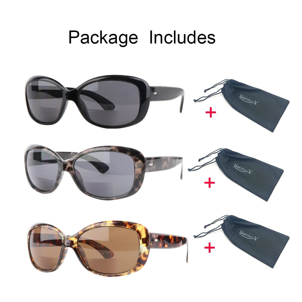 Bifocal Sunglasses for Women - 3 Pack UV Protection Reading Glasses with Built-In Readers for Outdoor Activities, Gardening, and Driving