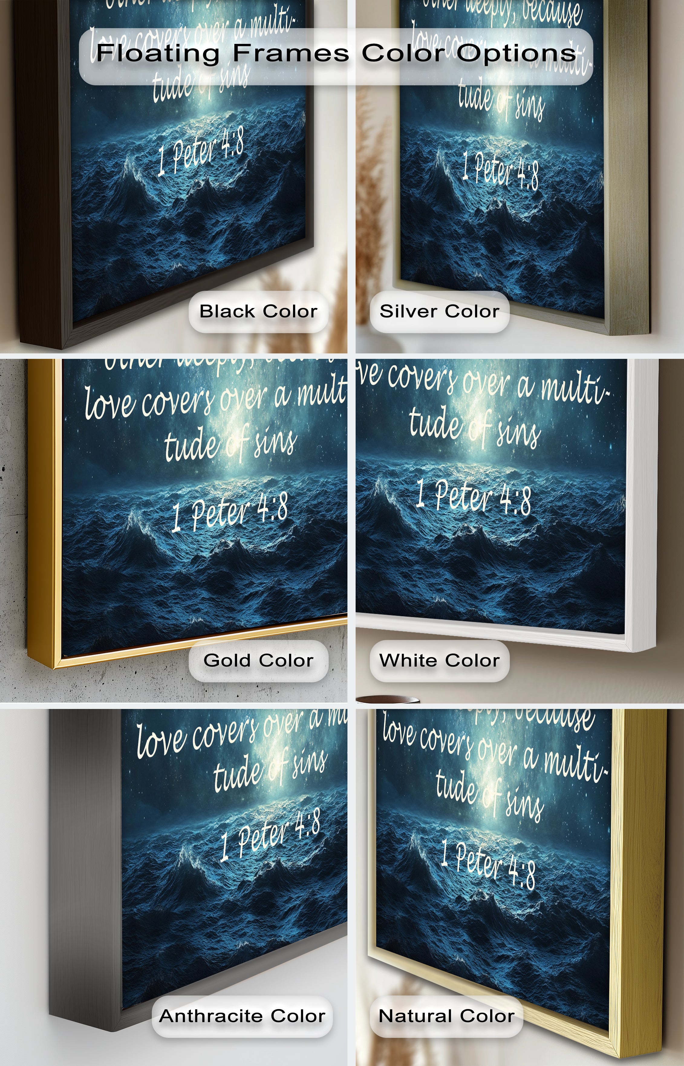 1 Peter 4:8 Love and Forgiveness Bible Verse Oil Painting - Christian Home Decor, Religious Wall Art, Gift for Baptism & Weddings