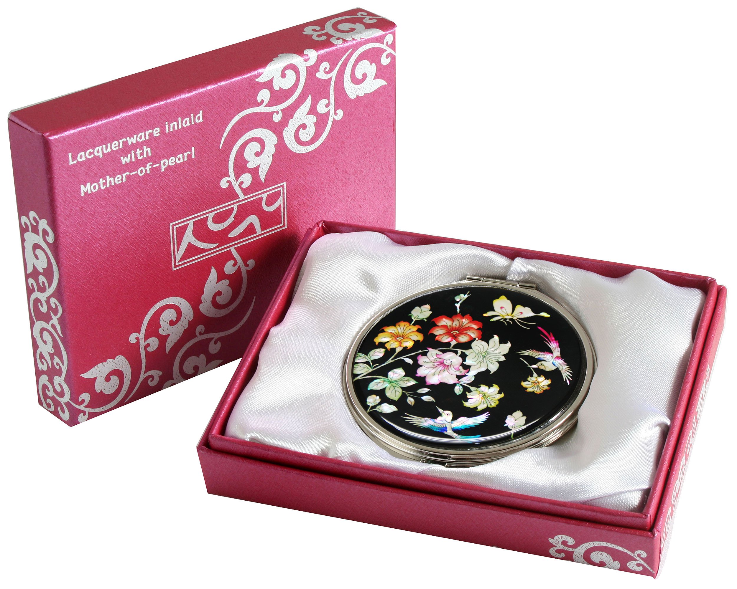 Pearl Compact Mirror 2X/1X Magnification - Travel Makeup Mirror for Women, Gift for Mom - Perfect for Purses & Travel