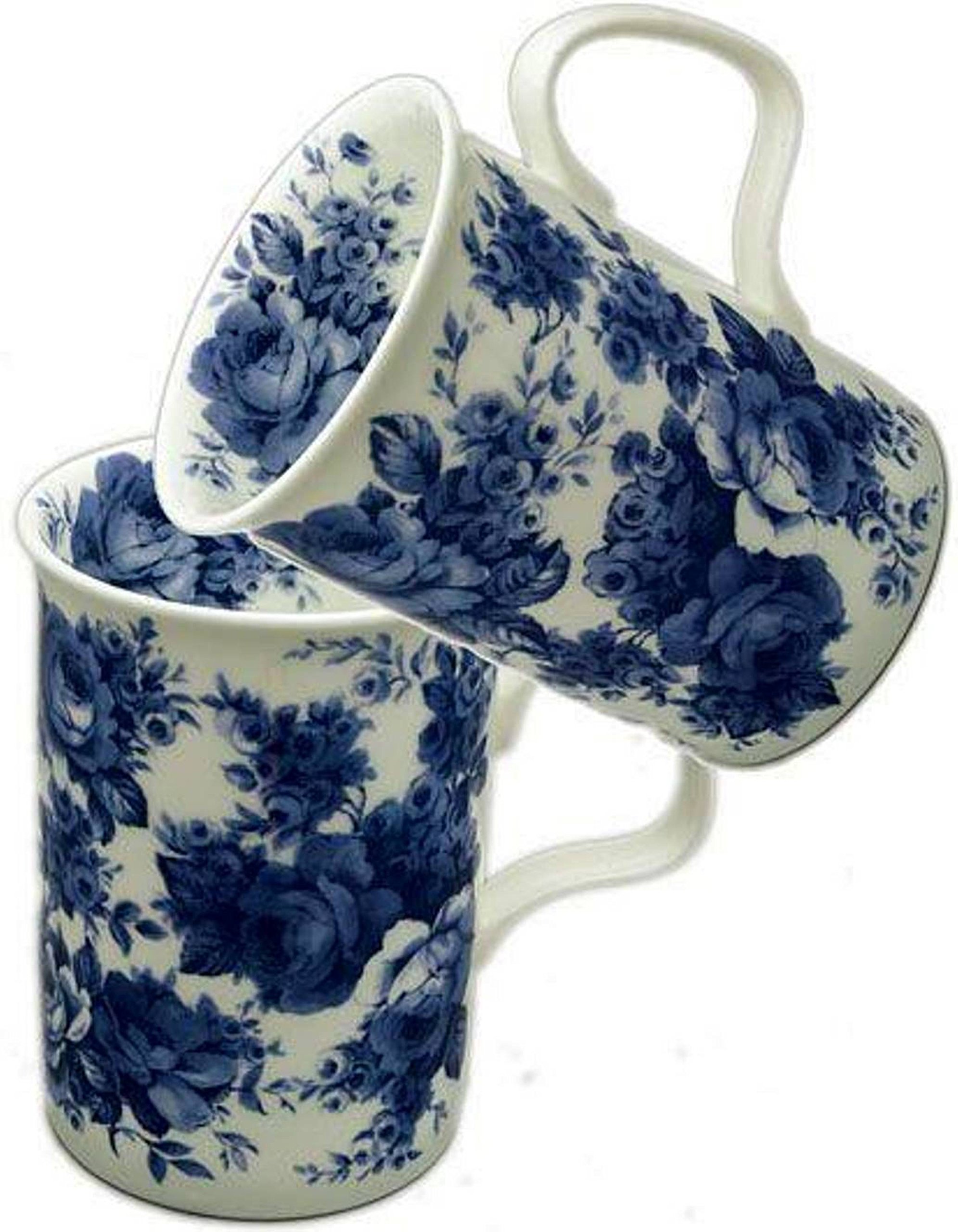 Roy Kirkham Lancaster English Chintz Tea Cup Set - 6-Piece Fine Bone China Mugs for Afternoon Tea, Coffee, and Home Decor