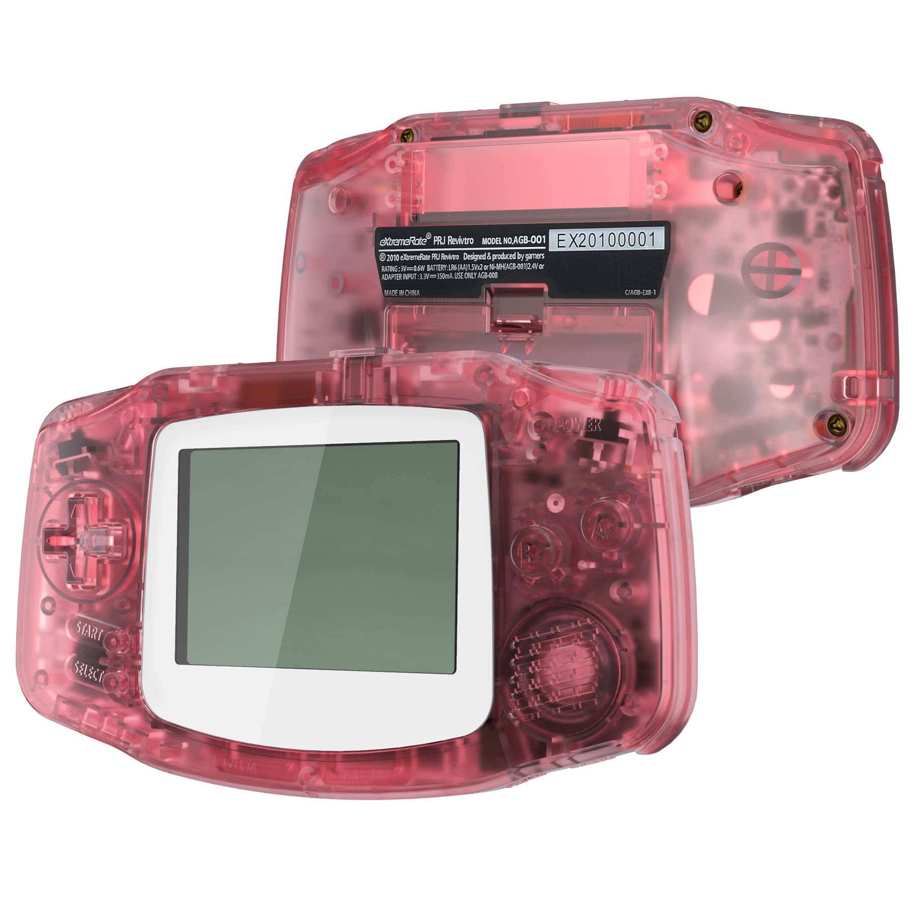 eXtremeRate Cherry Pink Replacement Shell & White Screen Lens for Gameboy Advance - Full Housing Cover Compatible with IPS & Standard LCD (Console Not Included) - Perfect for Gameboy Modding, Retro Gaming & Custom Builds