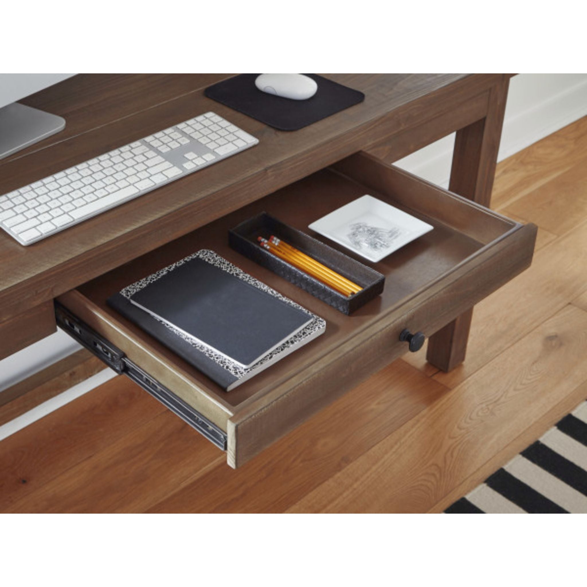 Flint Oak Wooden Desk - Rustic Autumn Home Office Furniture for Study & Work | Durable Writing Desk with Vintage Charm