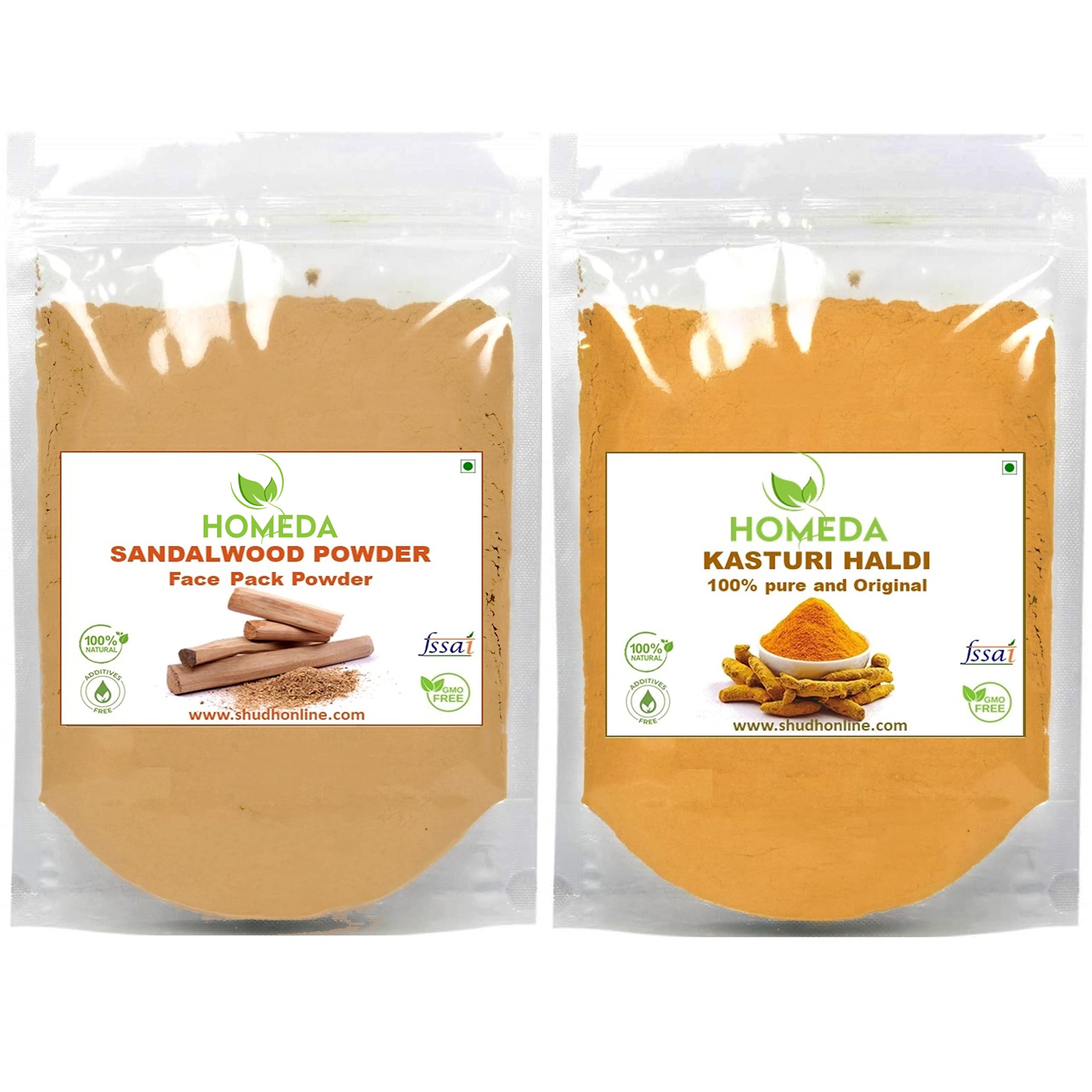 Pure Sandalwood & Wild Turmeric Powder (200g) - Organic Kasturi Haldi & Chandan for Glowing Skin | Face Mask, Ayurvedic Beauty Treatment, Natural Skincare Routine