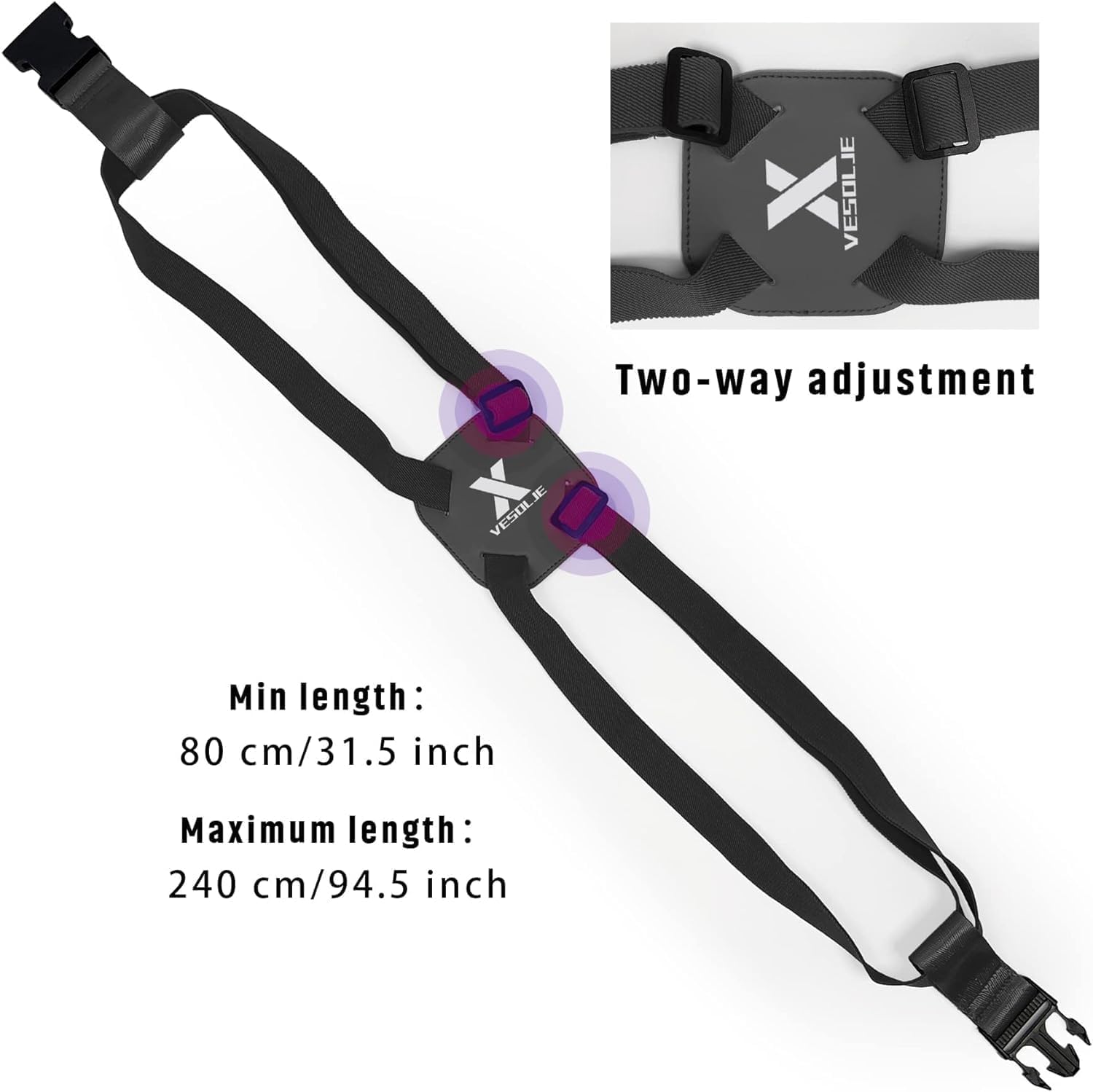 2-Pack TSA Approved Luggage Straps - Adjustable Bungee Belt for Large Suitcases, Travel Elastic Strap with Secure Buckles | Perfect for Airport Check-In, Cruise Vacations & Business Trips