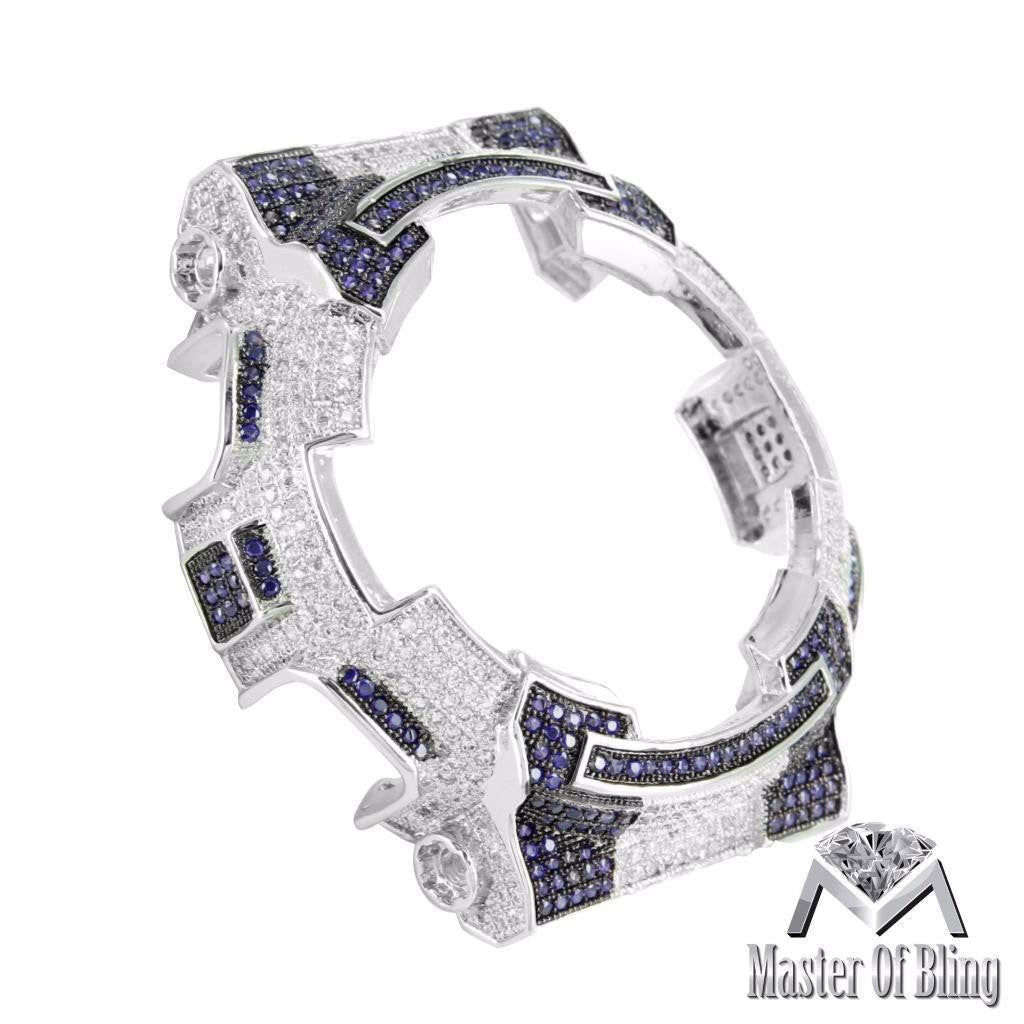 G Shock GA110 Watch - Purple & White Bezel with Lab Diamond Accents, White Gold Finish | Stylish Men's Digital Sports Watch for Outdoor & Casual Wear