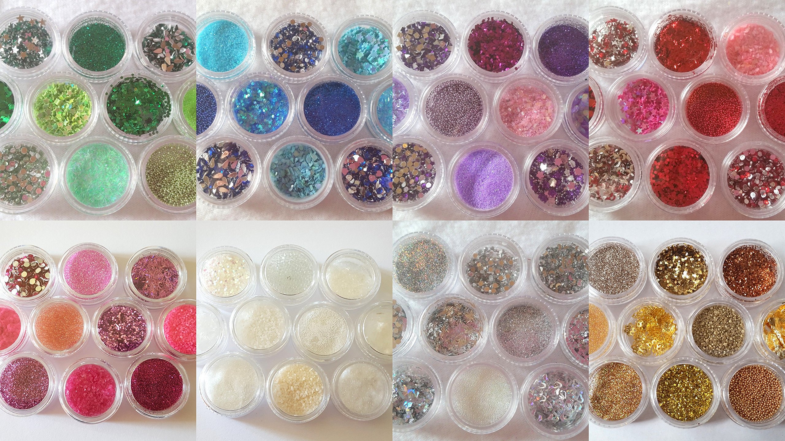 80-Piece Nail Art Glitter Powder Set - Gold & Silver Rhinestones, Sequins, Flakes & Stripes for Professional Nail Designs | 3G Tins with 3000pcs | Perfect for Salon, DIY Manicures & Nail Art Enthusiasts