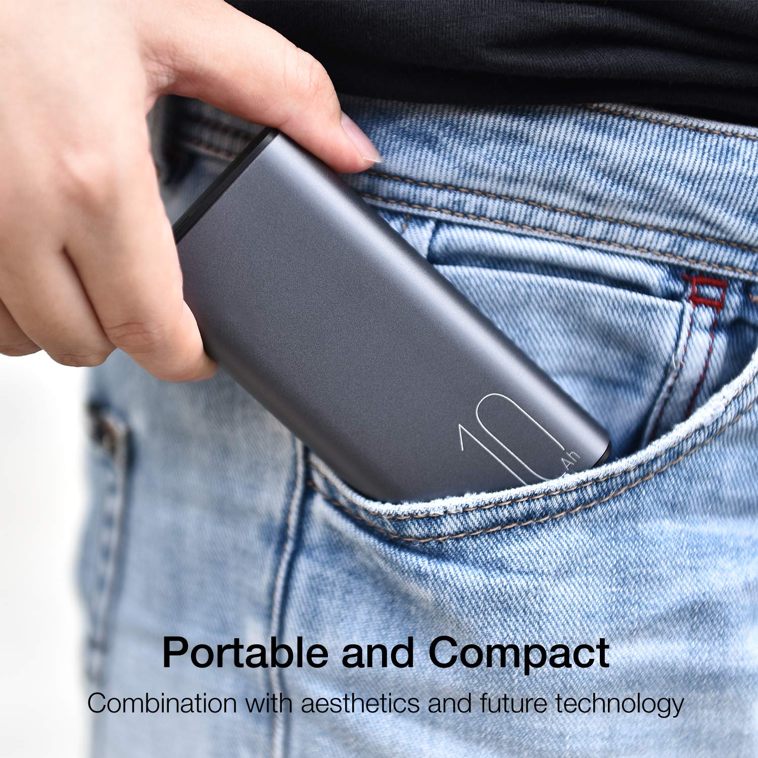 TOZO PB3 10000mAh Ultra Slim Portable Charger - 18W PD Fast Charging Power Bank with USB-C Input/Output for iPhone 15/14/13, Samsung Galaxy S23/S22, iPad & More - Perfect for Travel, Camping & Emergency Backup (Gray)